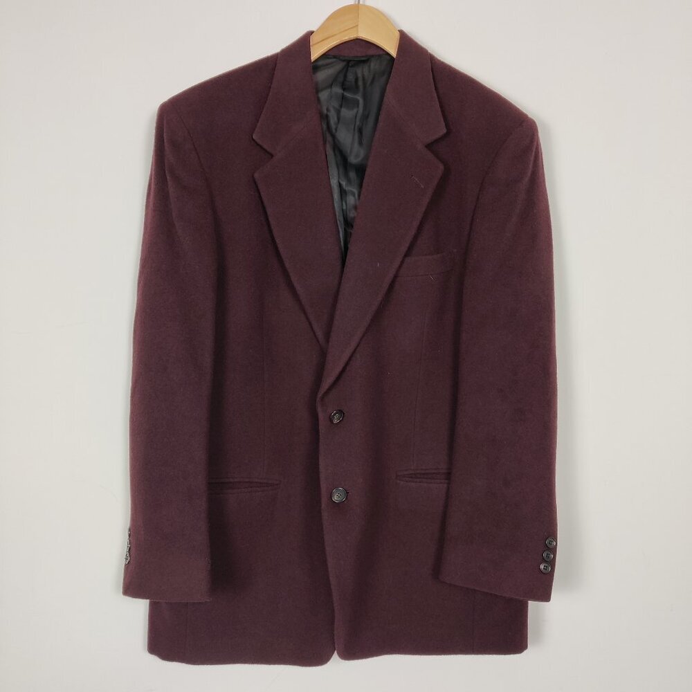 Dillard's Men's 100% Camel Hair Burgundy Blazer Jacket size 42R Quiet Luxury